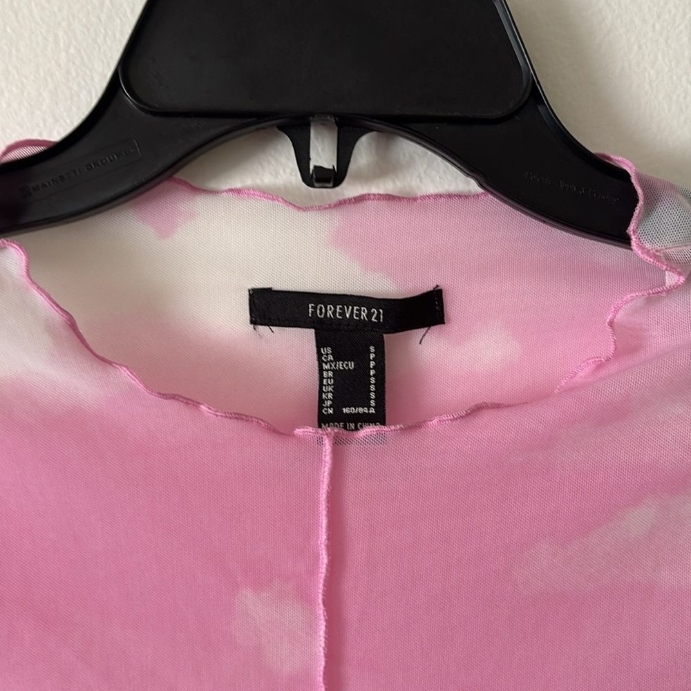 Forever 21 Pink Sheer Cloud Long Sleeve Top - Picture 2 of 4